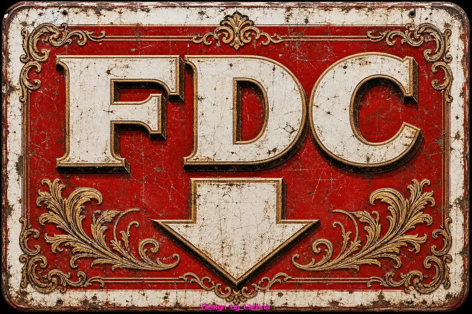 Vintage Sign Fdc Fire Department Connection With Down 12x8 Inch Retro ...
