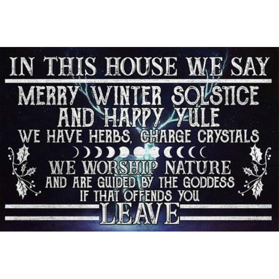 Vintage Signs In This House We Say Merry Winter Solstice Merry Christmas Funny Welcome Home Funny Tin Sign Metal Poster Wall Art Decor Gift Size: 12 x 16 inch