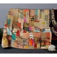 thumbnail image 1 of Vintage Silk Sari Patchwork Kantha Quilt Handmade Bedding Blanket Twin Size, 1 of 2