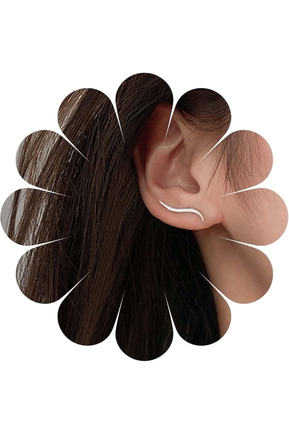 Vintage Silver Ear Climber Earrings Filigree Crawler Earrings Swirl Wire Climber Crawler Earrings Minimalist Ear Pin Earrings Jewelry for Women[u9228]