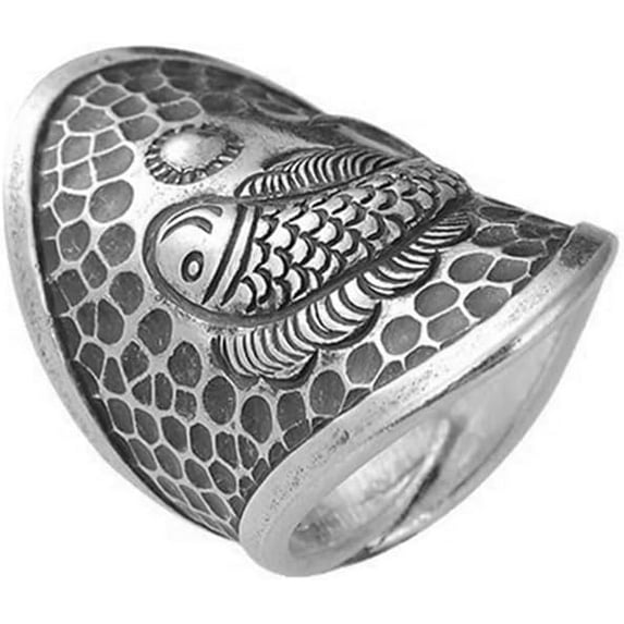 Vintage Silver Koi Fish Charm Rings Personalized Statement Finger Open Wrap Wedding Bands Retro Oxidized Adjustable Engagement Promis Ring Fashion Comfort Fit Amulet Fortune Jewelry