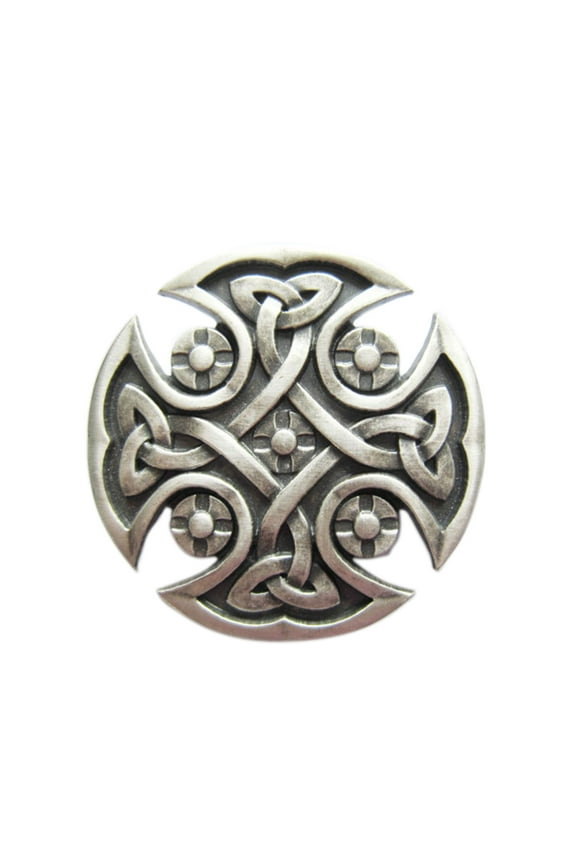 Vintage Silver Plated Celtic Knot Cross Belt Buckle