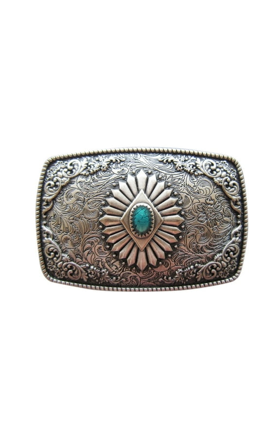 Vintage Silver Plated Southwest Western Belt Buckle Boucle de Ceinture