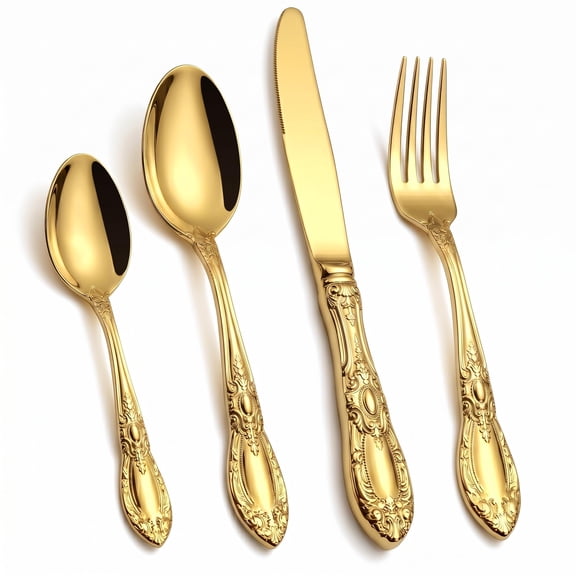 Vintage Silverware Set, 18/10 Stainless Steel Flatware Set for 4