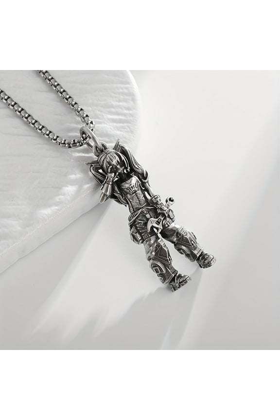 Vintage Silveryy Punk Dress Pendant Necklace, Fashion Alloy Long Chain, Unisex Costume Jewelry, Halloween Gift Accessories