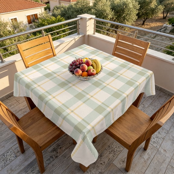 Vintage Simple Buffalo Tartan Plaid Table Cloth 60x60in, Waterproof Square Tablecloth Wipeable Tablecloths Geometric Minimalist Table Covers for Dining Tables Party Indoor Outdoor