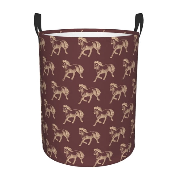 Vintage Simple Cool Horse Laundry Basket, Laundry Hamper Waterproof Laundry Bag Clothes Hamper Laundry Bin with Handles for Bedroom, Living Room, Kids Room-#