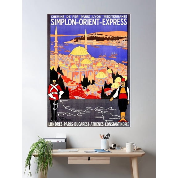 Vintage Simplon Orient Express London Constantinople Poster Wall Art, Modern Wall Decor For Living Room Bedroom, 8x12 UNFRAMED