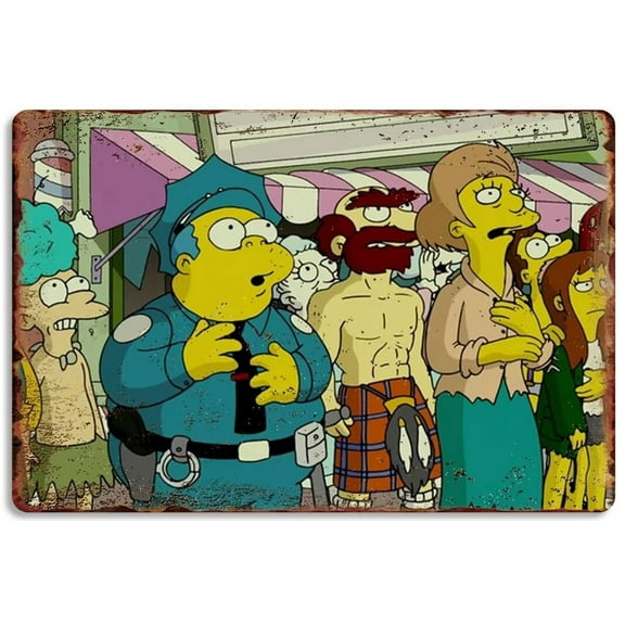 Vintage Simpson Poster Metal Sign Clancy Wiggum Held The Photograph Tin Signs Retro Plaque Wall Decor Gift For Home Kitchen Office School Club Bar Gym 8x12 Inch
