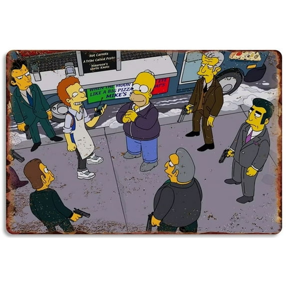 Vintage Simpsons Metal Plaque Poster The Simpsons Cartoon Metal Tin Sign Plaque Gift For Restaurant Farm Bedroom Cafe Bathroom School Retro Wall Decor 16x24 Inch
