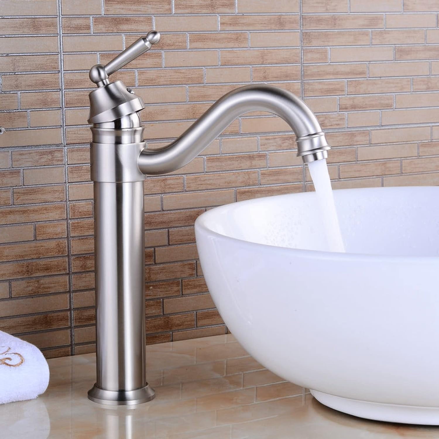 Vintage Sink Faucet Bathroom, 360° Swivel Bathroom Sink Faucet, Antique Brass, Single Handle Bathroom Faucet, Cold/Hot Water Basin Tap High, Gold