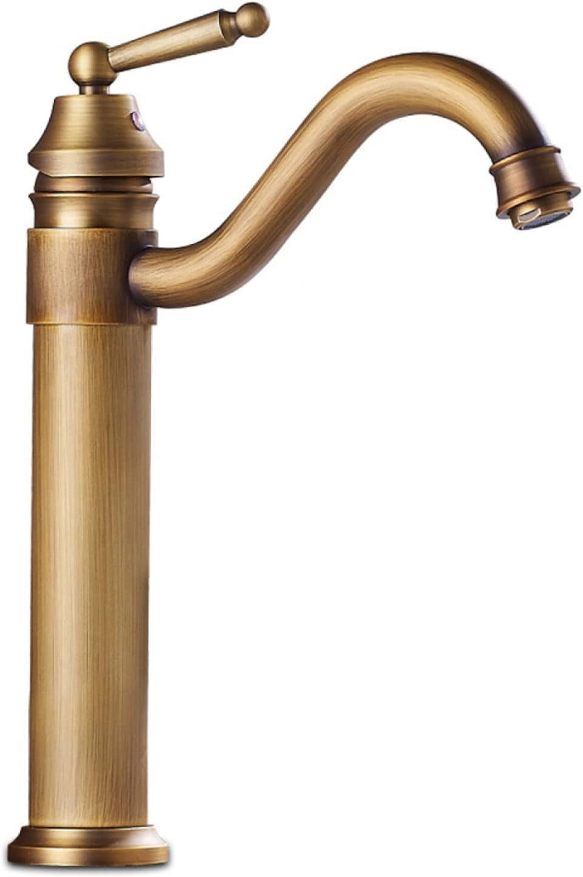 Vintage Sink Faucet Bathroom, 360° Swivel Bathroom Sink Faucet, Antique Brass, Single Handle Bathroom Faucet, Cold/Hot Water Basin Tap High, Gold