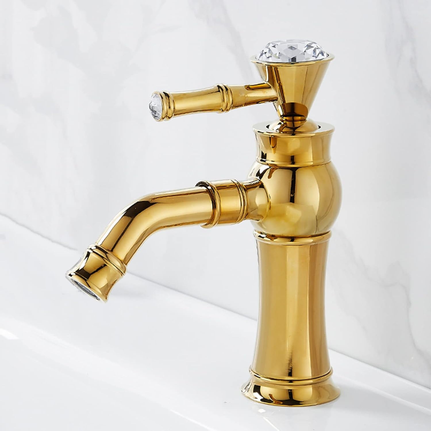 Vintage Sink Faucet Bathroom, 360° Swivel Bathroom Sink Faucet Brass Sink Faucet Cold/Hot Water Basin Tap, Single Handle Bathroom Faucet, Gold