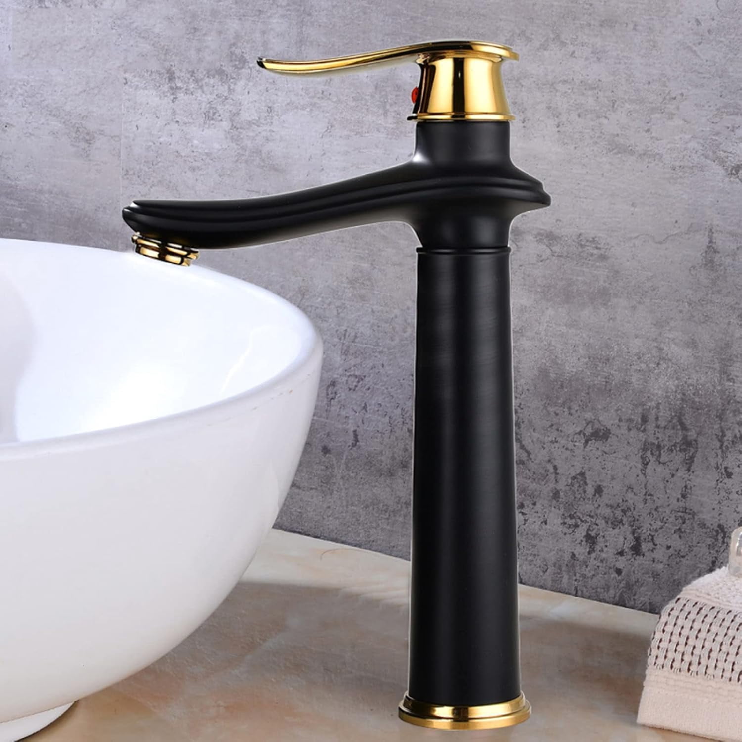 Vintage Sink Faucet Bathroom, Brass Bathroom Faucet, Sink Faucet Hot and Cold Mix Tap, Single Handle Bathroom Sink Faucet, White Gold, High
