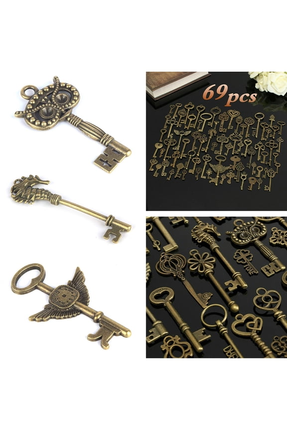 Vintage Skeleton Keys Charm Set Key in Antique Bronze Different Style