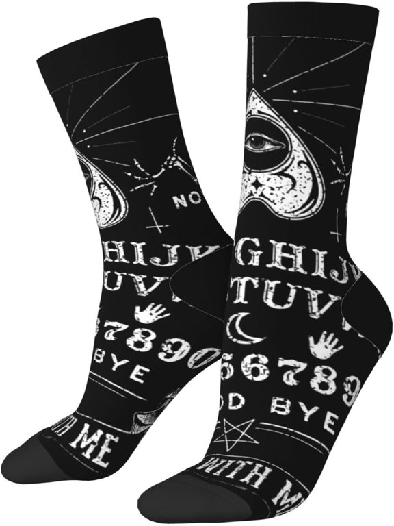 Vintage Skeleton Magic Ouija Board Black Socks Casual Athletic Crazy Crew Socks For Women Men