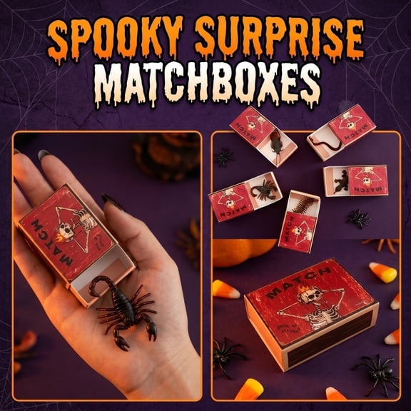 Vintage Skeleton Print Matchbox Prank Toys Box, Creepy Insect Snake Surprise Jump Scare Box Halloween April Fools Party Joke Prop Gift for Adults