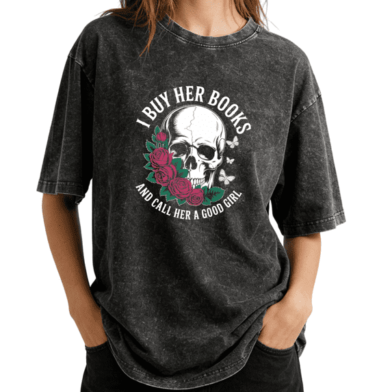 Vintage Skeleton Read In Peace Reading Book Wash Print Tshirt S-2XL Vintage Black Graphic Tees Gift Shirts for Book Lover Tops