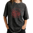 thumbnail image 1 of Vintage Skeleton Read In Peace Reading Book Wash Print Tshirt S-2XL Vintage Black Graphic Tees Gift Shirts for Book Lover Tops, 1 of 4