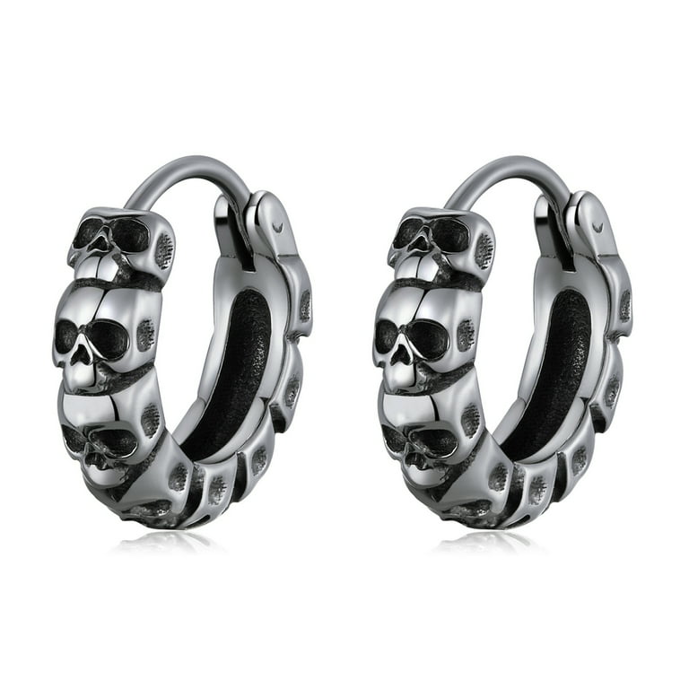 Mens biker hoop earrings clearance