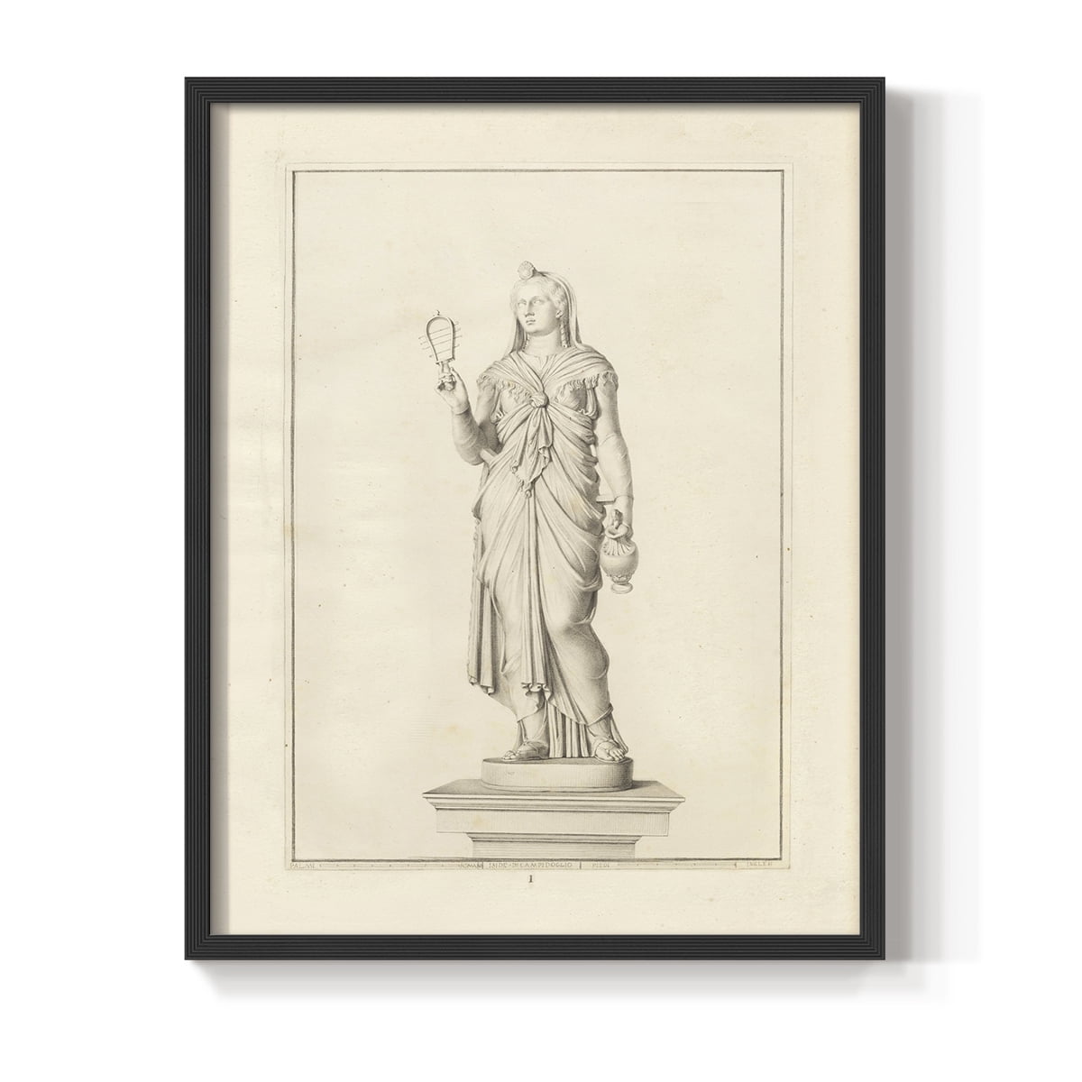Vintage Sketch CXVI - 14in. x 11in. Vintage Framed Print in Black Wood Frame
