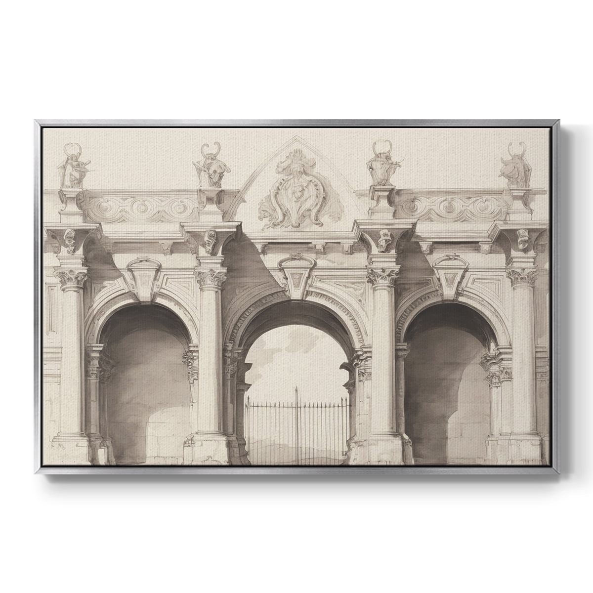 Vintage Sketch-I By Wexford Home Framed in Silver Wood Gallery Wrapped Canvas 17 in. x 25 in.