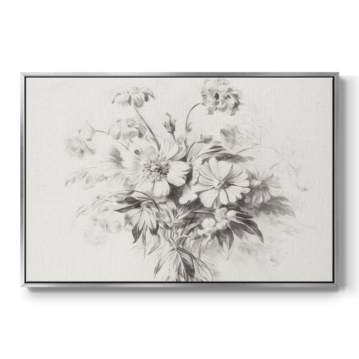 Vintage Sketch-II By Wexford Home Framed in Silver Wood Gallery Wrapped Canvas 27 in. x 41 in.