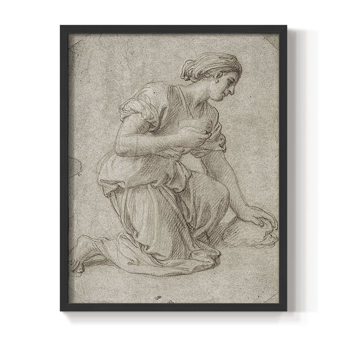Vintage Sketch LXXXII - 14in. x 11in. Vintage Framed Print in Black Wood Frame