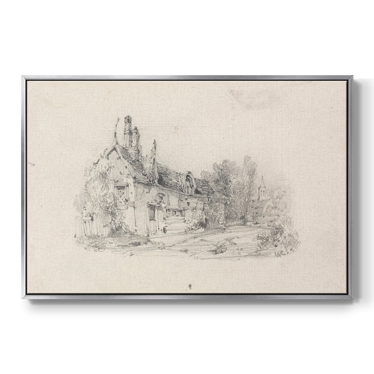 Vintage Sketch-XVI By Wexford Home Framed in Silver Wood Gallery Wrapped Canvas 17 in. x 25 in.