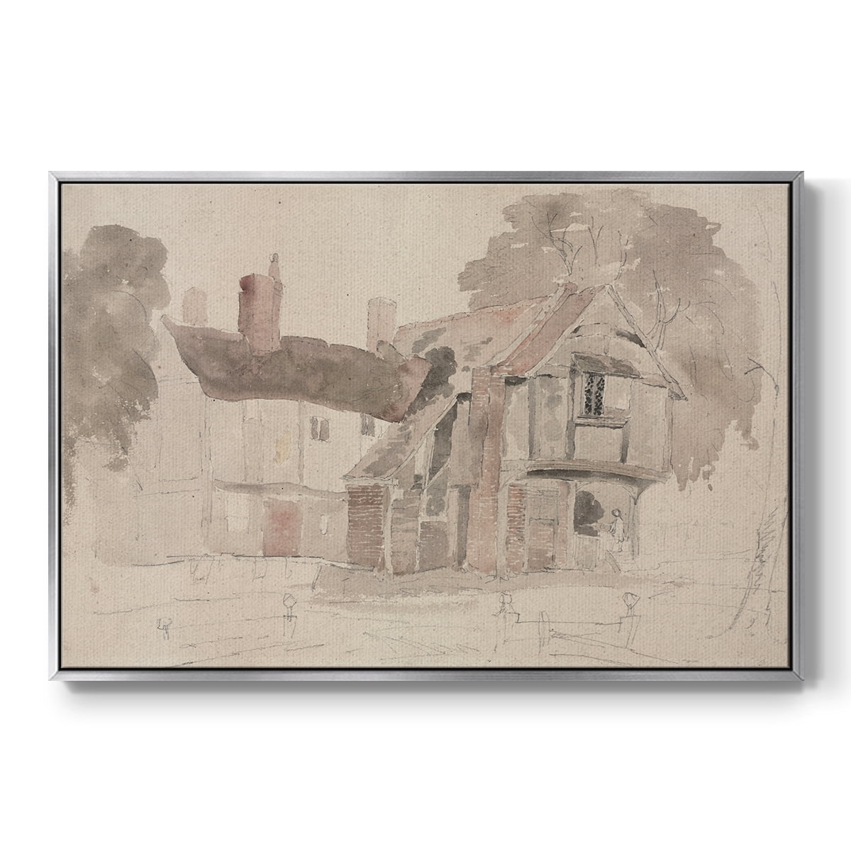 Vintage Sketch-XVIII By Wexford Home Framed in Silver Wood Gallery Wrapped Canvas 27 in. x 41 in.