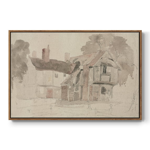Vintage Sketch-XVIII By Wexford Home Framed in Walnut Wood Gallery Wrapped Canvas 25 in. x 37 in.