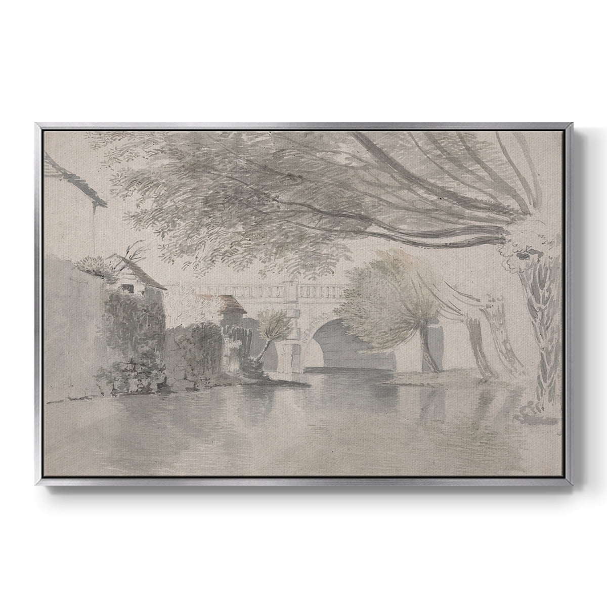 Vintage Sketch-XXI By Wexford Home Framed in Silver Wood Gallery Wrapped Canvas 17 in. x 25 in.