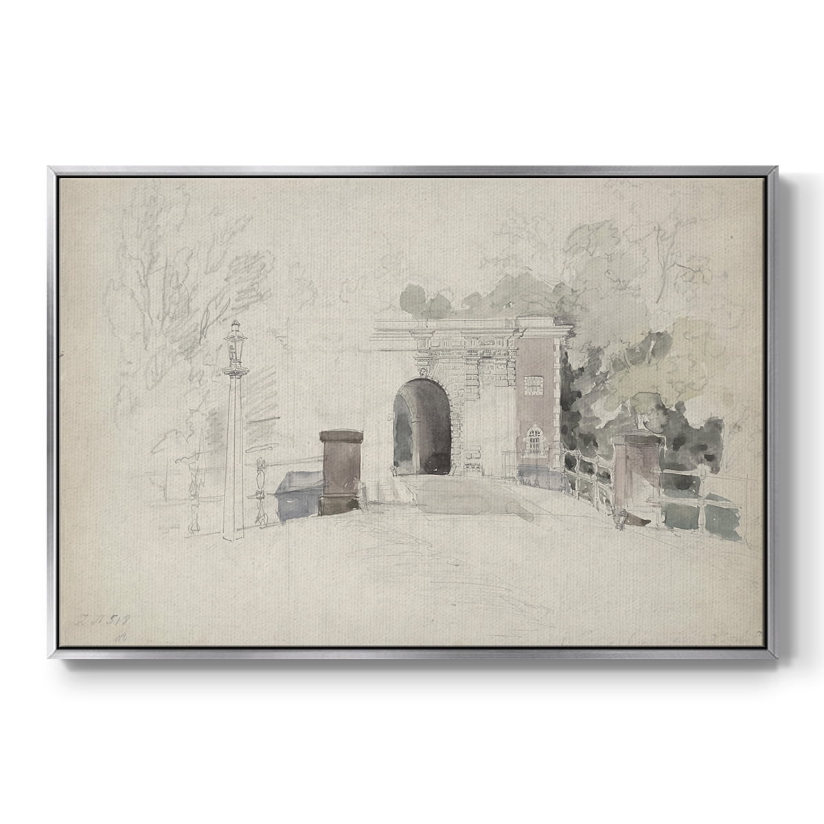 Vintage Sketch-XXXI By Wexford Home Framed in Silver Wood Gallery Wrapped Canvas 25 in. x 37 in.