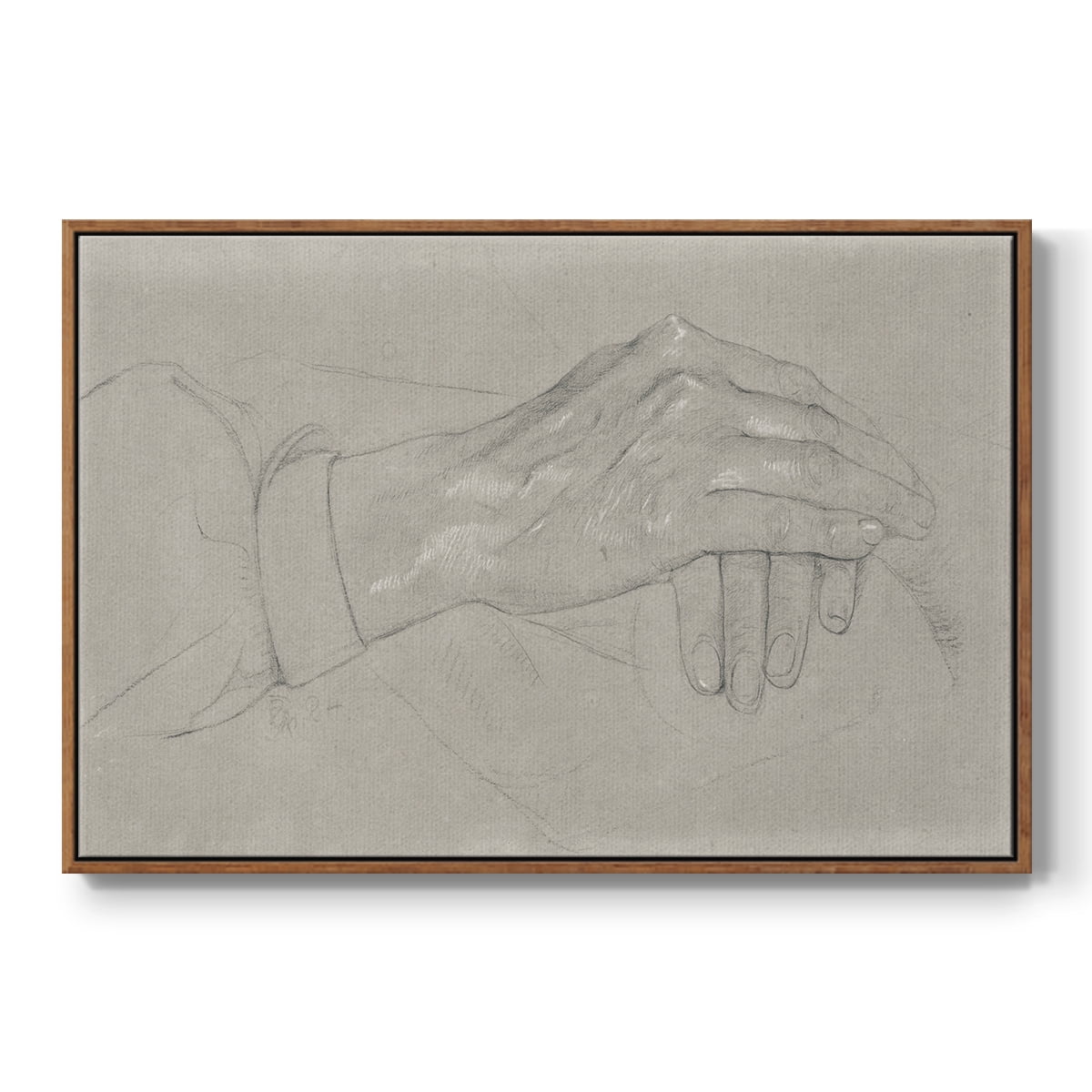 Vintage Sketch-XXXIV By Wexford Home Framed in Walnut Wood Gallery Wrapped Canvas 27 in. x 41 in.