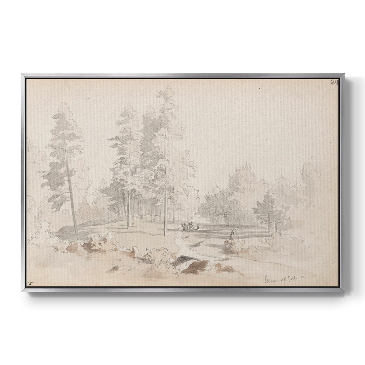 Vintage Sketch-XXXV By Wexford Home Framed in Silver Wood Gallery Wrapped Canvas 25 in. x 37 in.