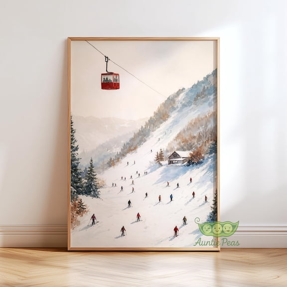 Vintage Ski Slope Wall Art Alpine Winter Mountain Poster 8x12 UNFRAMED