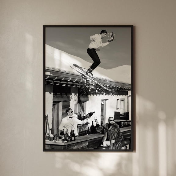 Vintage Skiing Poster: Retro Apres Black And White Ski Wall Art UNFRAMED PAPER POSTER, Home Decor, Vintage Gift, Living Room Dercor