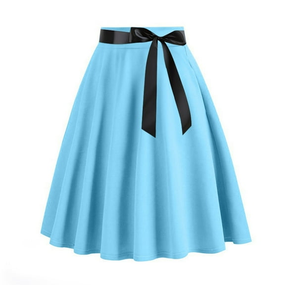 Vintage Skirts for Women Skirt with Pockets Below The Knee Length Ruched Flowy Midi Skirt Regular and Plus Size