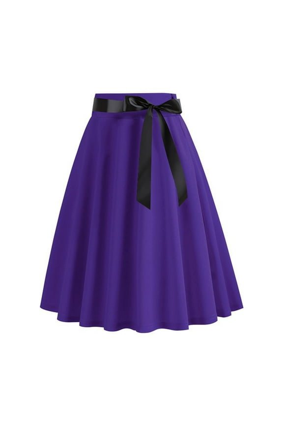Vintage Skirts for Women Skirt with Pockets Below The Knee Length Ruched Flowy Midi Skirt Regular and Plus Size