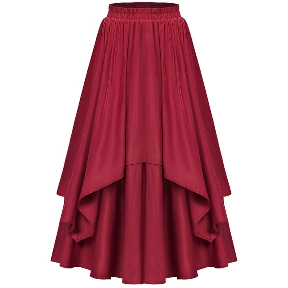 Vintage Skirts for Women Victorian Renaissance Tiered Long Skirts High Waisted Asymmetrical Ruffle A Line Skirt