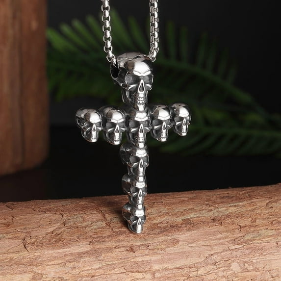 Vintage Skull Cross Pendant Necklace