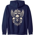 thumbnail image 1 of Vintage Skull Cross Wings Gothic Punk Rock Design Zip Hoodie, 1 of 3
