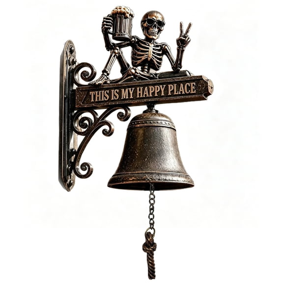 Vintage Skull Doorbell Funny Halloween Decoration Doorbell Weatherproof Wall Mounted Hanging Bell Suitable For Fishermen Home Bar And Man Cave