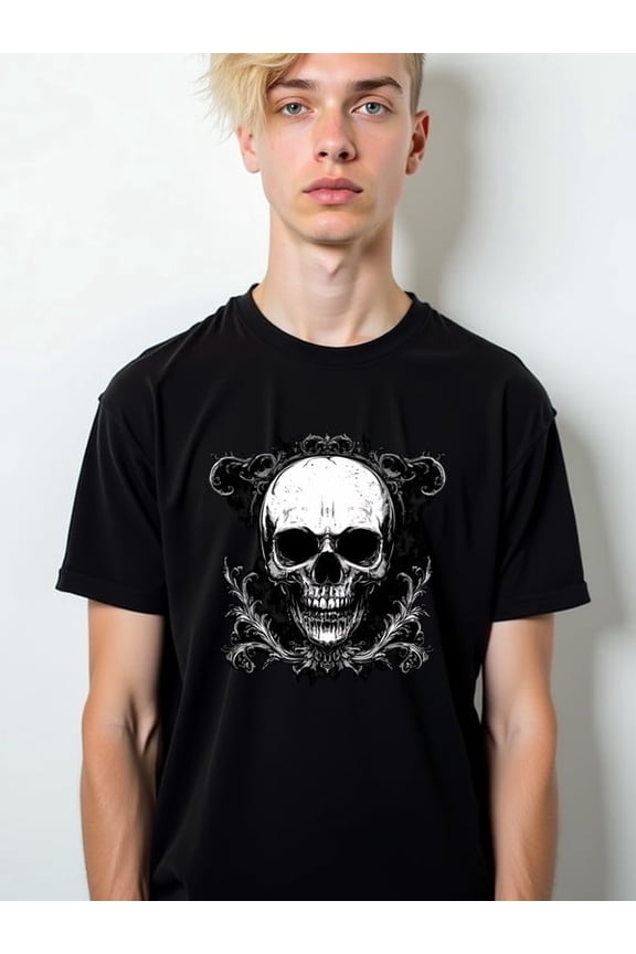 Vintage Skull Graphic Tee men's t-shirts black short summer Breathable fabric, crew neck, short sleeves Retro Unisex Shirt Graphic Tee tshirts