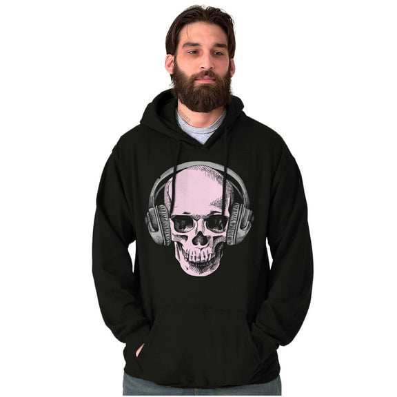 Vintage Skull Headphones Music Hoodie Sweatshirt Women Men Brisco Brands M