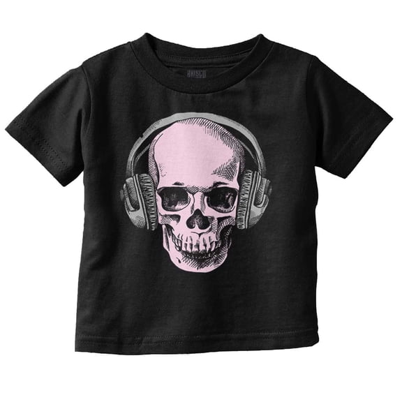 Vintage Skull Headphones Music Toddler Boy Girl T Shirt Infant Toddler Brisco Brands 3T