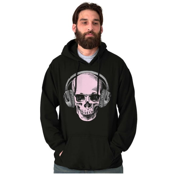 Vintage Skull Headphones Music Unisex Plus Fleece Graphic Hoodie Brisco Brands 5X