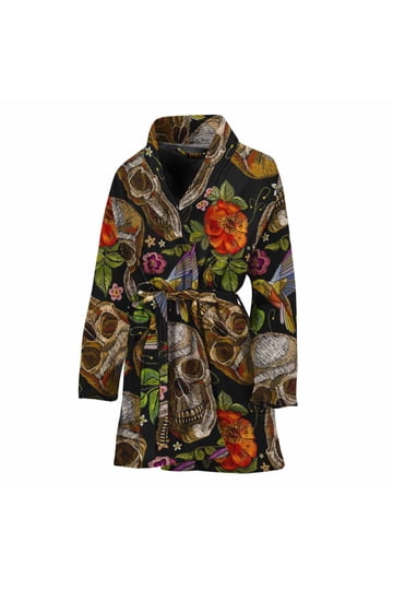 knee length dresses for ladies New & Lingwood Navy & Red Skull & Crossbones Towelling Bathrobe