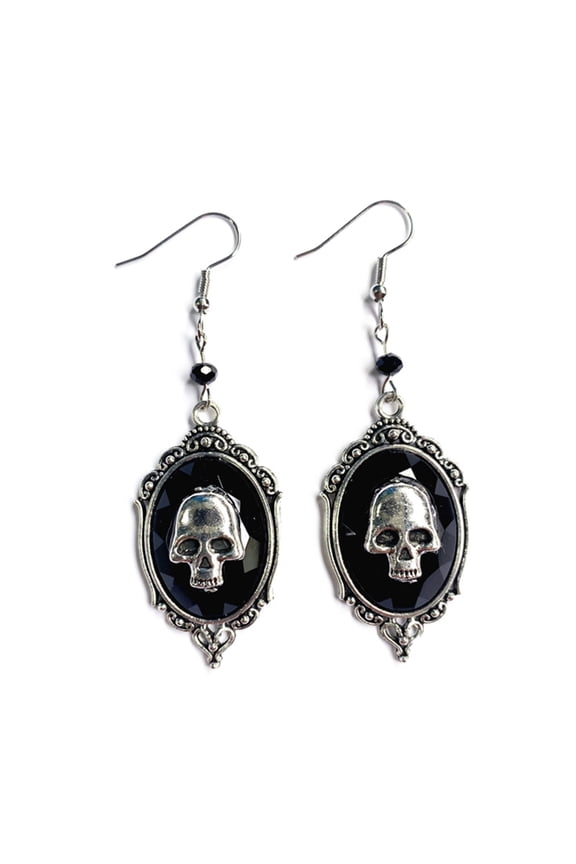 Vintage Skull Shape Alloy Drop Earrings Gothic Punk Dangling Earrings Jewelry