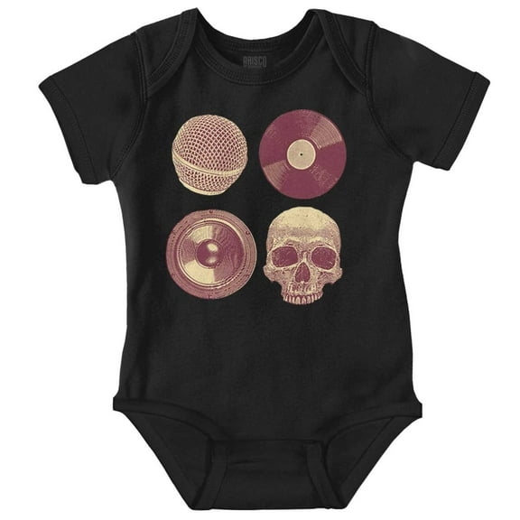 Vintage Skull Vinyl Record Music Romper Boys or Girls Infant Baby Brisco Brands 6M
